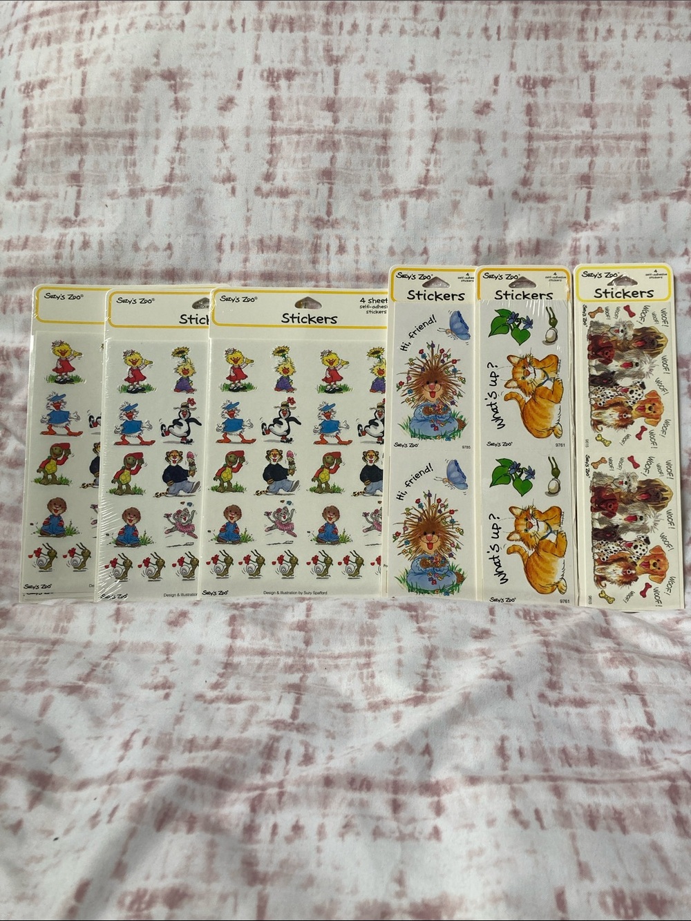 Vtg Suzy's Zoo New sealed Stickers lot of 6